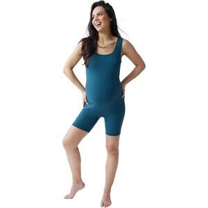 Ingrid & Isabel‎ Maternity Teal Short Scoop Tank Active Unitard Size Large